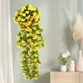 thumbnail image 4 of Btomtd 33.5" Artificial Hanging Flowers, Silk Faux Plants for Home Decor, Hanging Display with Fake Plants and Decorative Fake Flowers Arrangement, Yellow, 4 of 6