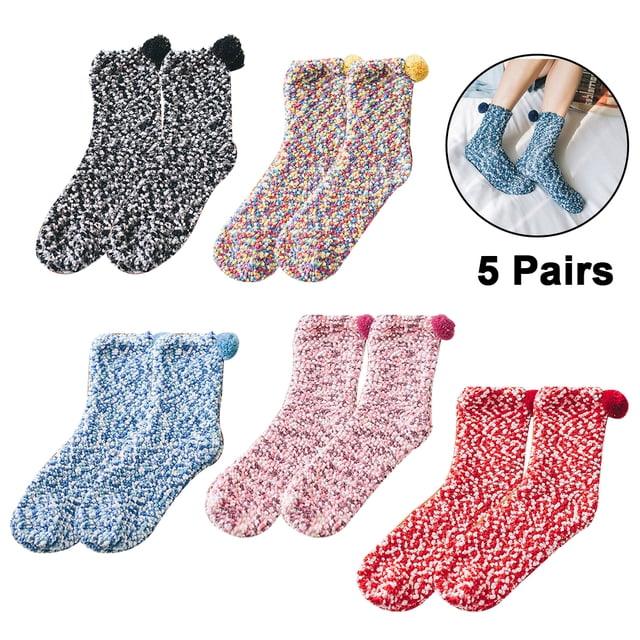 5 pares de calcetines peludos, calcetines de lana, regalos de Navidad para mujeres, cómodos y cálidos, talla única