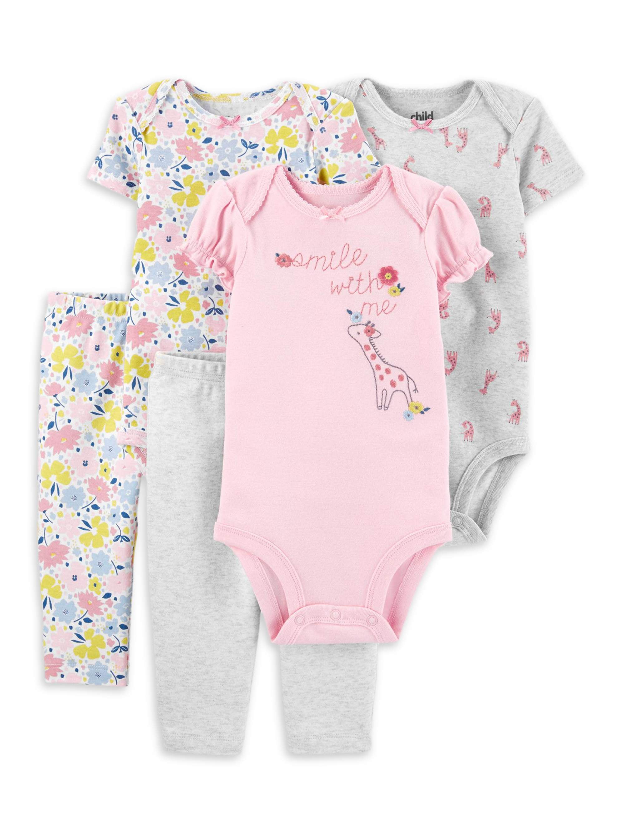 Precious first 2PC Preemie girl with Pink hearts short sleeve bodysuit set. 