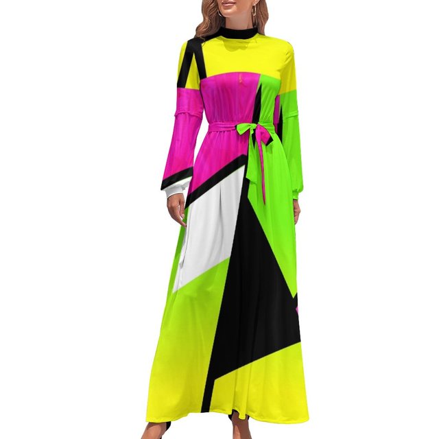 Vestido largo con bloques de color neón, ropa de verano para mujer 2024, conjuntos elegantes para mujer