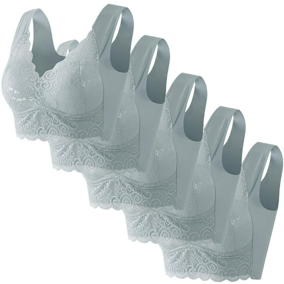 dazeni Women's Lace Trim Sport Bras No Underwire Push up Wide Strap Full Coverage Bralette U Back Workout Yoga Crop Tank Tops Bras Regular and Plus Size