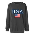 thumbnail image 3 of Women's USA Flag Print Crewneck Oversized Sweatshirt Long Sleeve Sweater Cropped Loose Jumper Pullover Tops S-3XL (X-Large, Black), 3 of 4