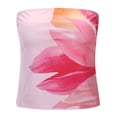 thumbnail image 4 of FYEGRE Strapless Tube Tops for Women Summer Y2K Floral Bandeau Cute Crop Tops Trendy Sleeveless Going Out Outfits Red L, 4 of 8