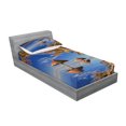 thumbnail image 2 of Ambesonne Tropical Fitted Sheet & Pillow Sham Set, Palm Trees Calm Ocean, Twin, Blue Brown, 2 of 2