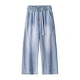 thumbnail image 7 of Conairie Men Jeans Relaxed Fit Elastic Waist Denim Pants Fashion Solid Comfy Lightweight Outdoor Hiking Pants With Pocket Light Blue M, 7 of 7