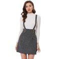 thumbnail image 1 of INSPIRE CHIC Vestido informal a cuadros para mujer, falda con tirantes de tweed de cintura media Negro L, 1 of 5