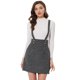 thumbnail image 1 of INSPIRE CHIC Vestido informal a cuadros para mujer, falda con tirantes de tweed de cintura media Negro L, 1 of 5