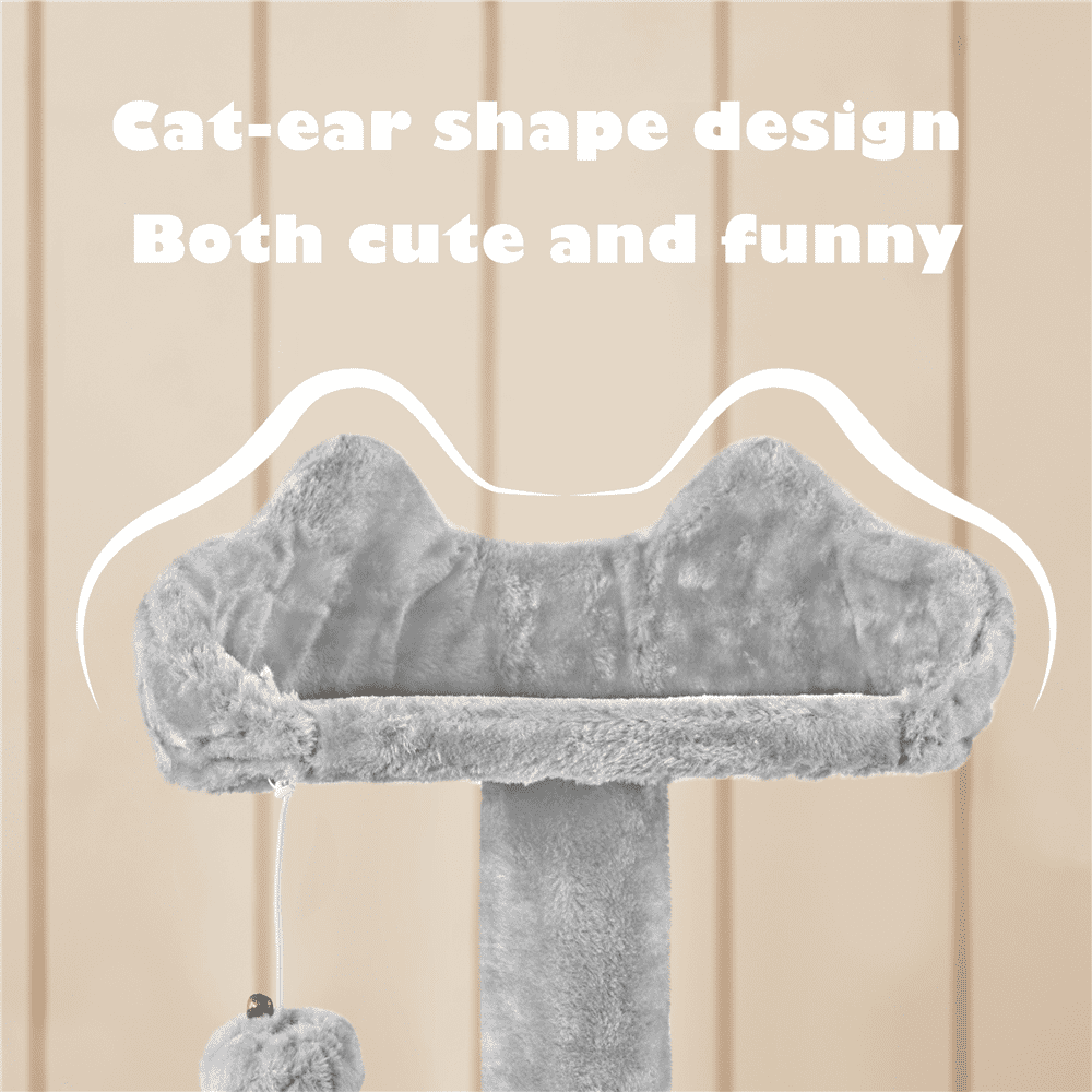 Yaheetech 53.9''H Cat Tree Condo with Scratching Post Tower, Light Gray