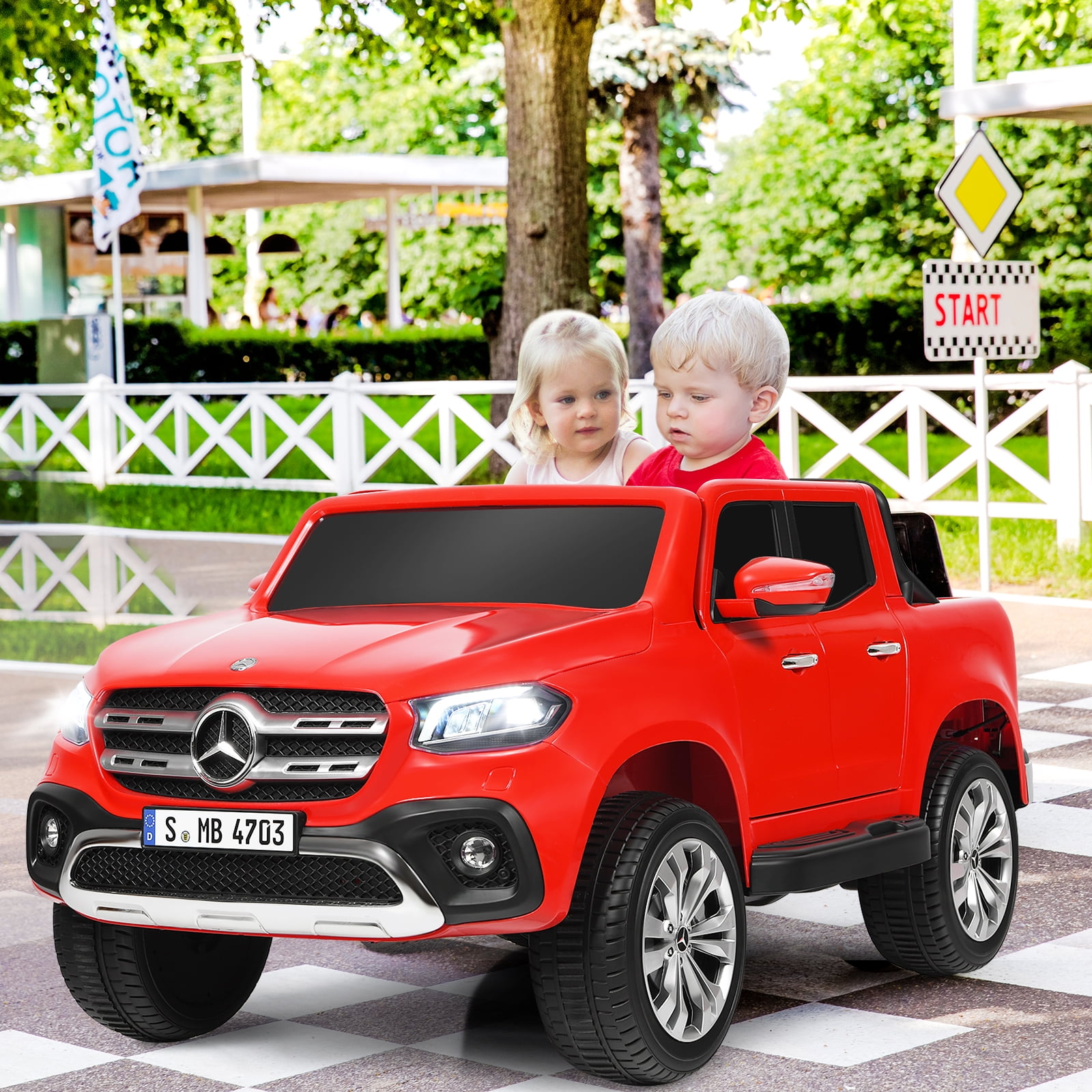 Topbuy Licensed Benz Car Powered Ride-On Toy with Remote Control