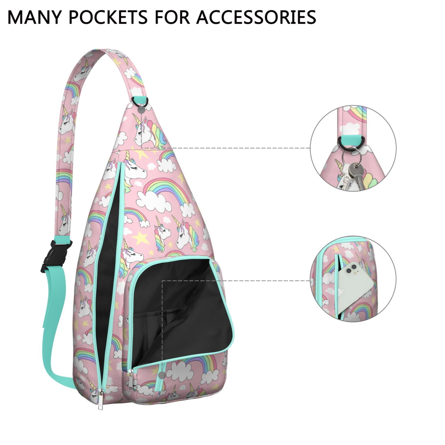 Magical Rainbow Unicorn Sling Bag - Mythical Horse Print Shoulder Backpack (Water-Resistant & Lightweight, Stylish Design)