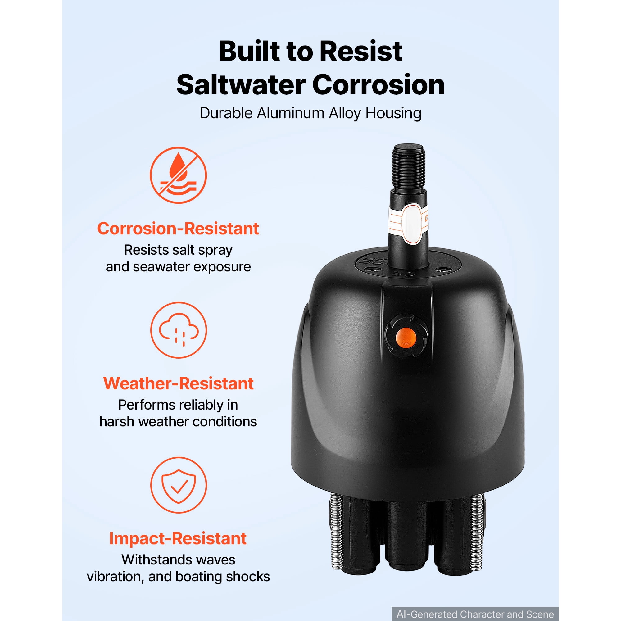 KFFKFF Hydraulic Steering Helm Pump for Boats, Marine Steering System with 150 HP Capacity, 2.5 MPa Max Pressure, Durable Aluminum Alloy Housing, Built-in Lock Valve, and Replaceable Shaft Seal