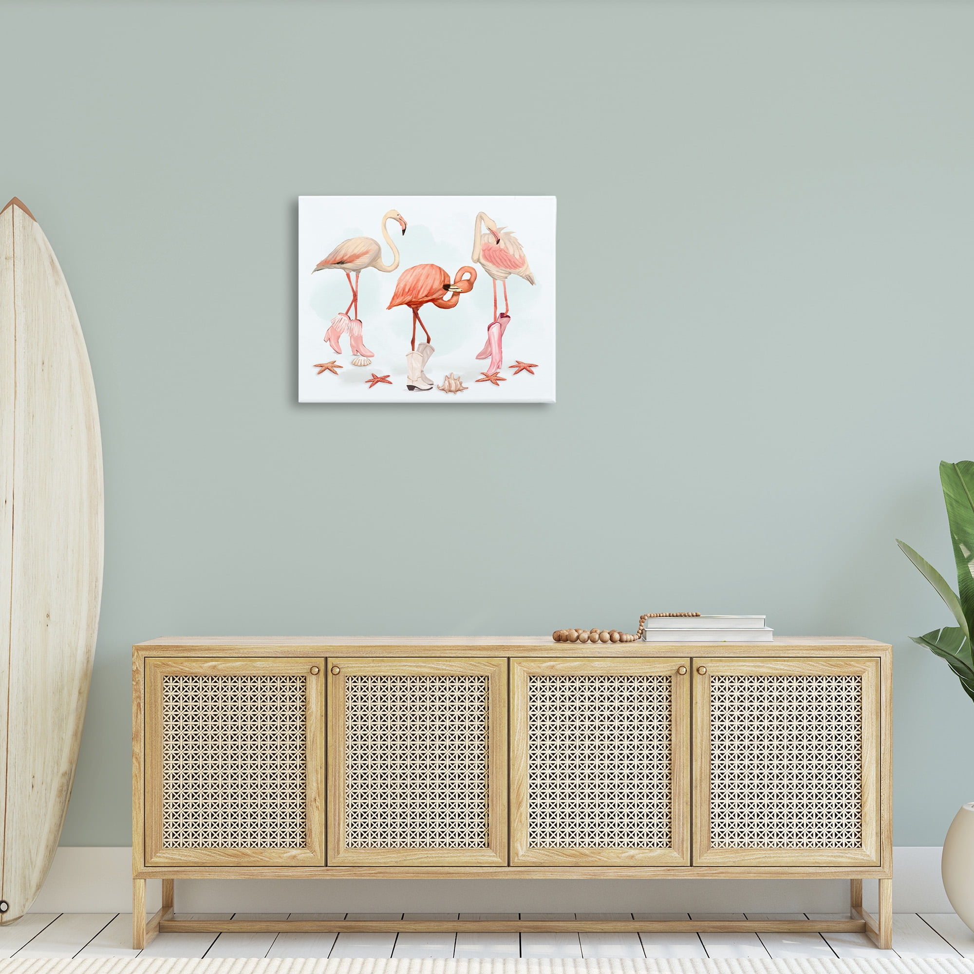 Stupell Industries Minimal Cowgirl Flamingos Animals & Insects Painting Gallery Wrapped Canvas Art Print Wall Art, 30 x 24
