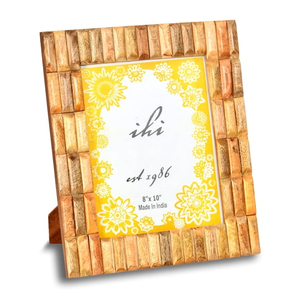 India Handicrafts 20598 Natural Brown Log Border 8 x 10 Wood Picture Frame for Wall or Table Top Display of Family