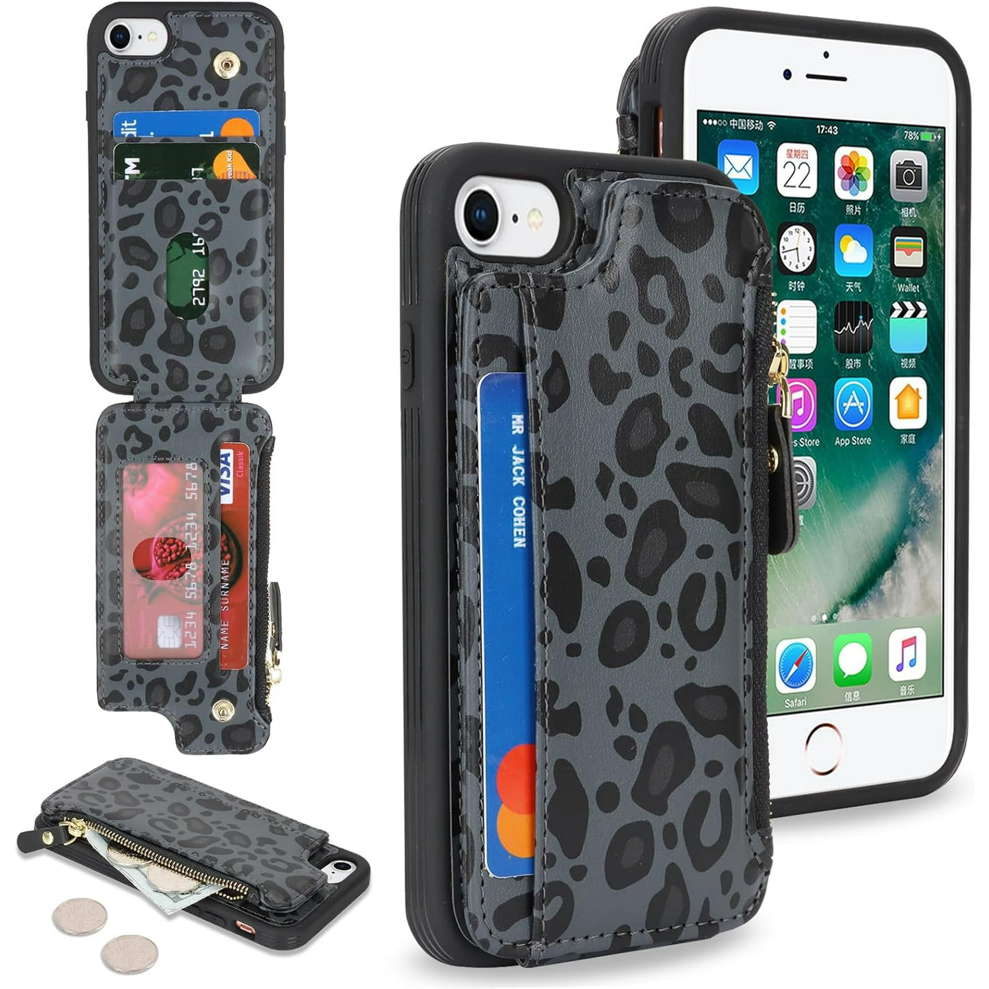 XUCP-for iPhone SE Case 2022/2020,iPhone 8/7 Case with Card Holder