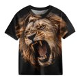 thumbnail image 5 of Xdegoge Tween Kids Cool 3D Lion Animal Shirts for Boys Girls Short Sleeve Novelty Graphic Tees Summer Casual Crewneck Everyday Tops, Size 11-12, 5 of 5