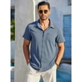 thumbnail image 3 of HAOMEILI Men's Casual Button Down Shirts Short Sleeve Textured Summer Beach Shirt with Pocket, 3 of 6