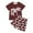 AB73 Brick Red, variant on 2 Pieces Summer Outfit Set For Toddler Boys Cartoon Car Print Short Sleeve Crew Neck Tops And Shorts Set Comfortable Fashion Little Boys School Playwear Size 6-7 Years
