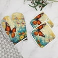 thumbnail image 5 of Watercolor Butterfly Oven Mitts And Pot Holders Sets of 4 Oven Gloves Set Potholders for Kitchen Cooking Baking Grilling Anti Scald Hot Pads And Heat Resistant, 5 of 6