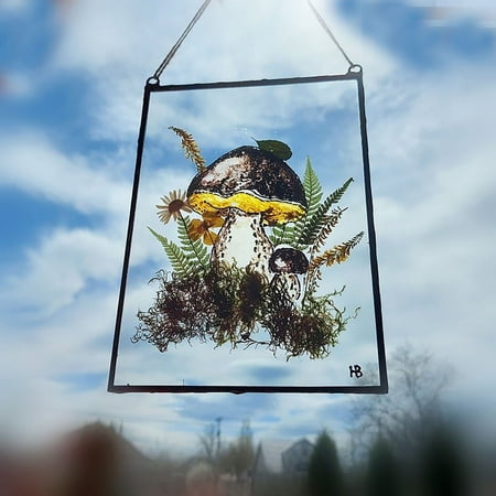 

NEGJ Colorful Acrylic MushroomS Frame Home Art Decor SunCatcher Pendant