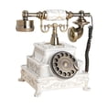 thumbnail image 2 of Teléfono retro con cable, dial giratorio, decorativo, novedoso, con remarcación, adorno de escritorio, teléfono antiguo para sala de estar, cafetería, Blanco con textura, 2 of 8