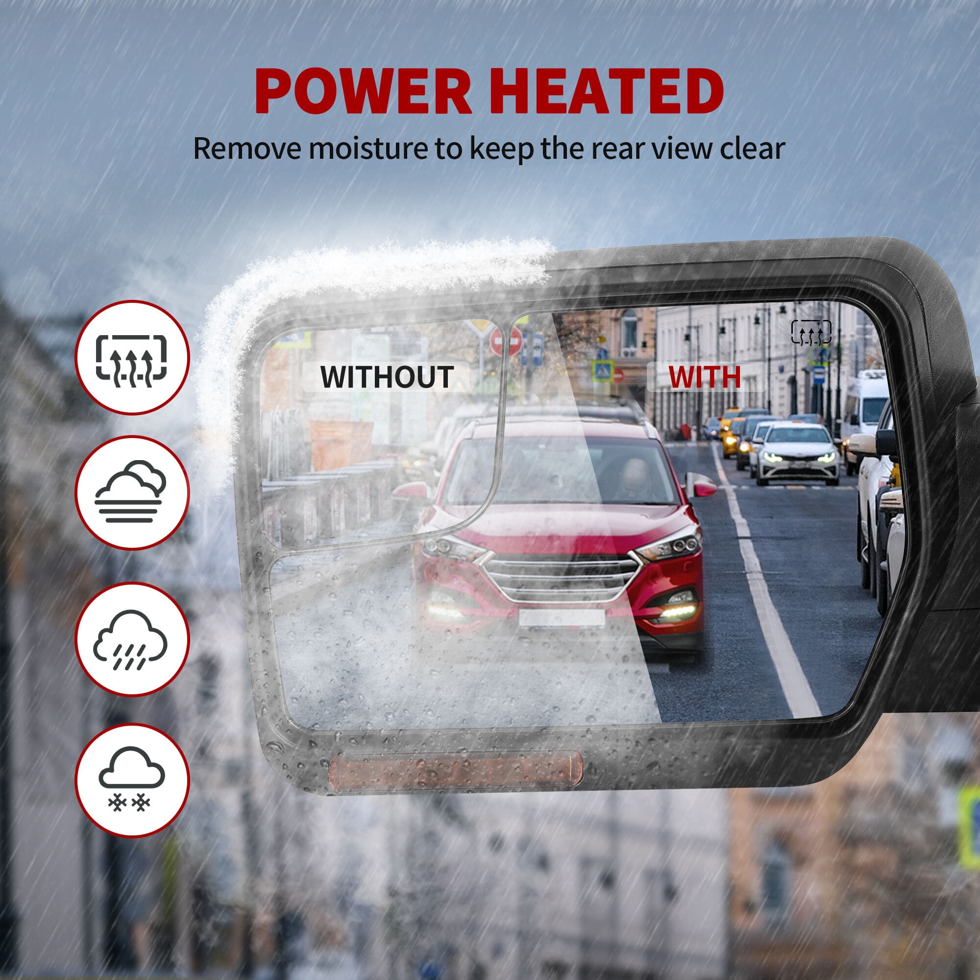 LEDKINGDOMUS Driver Side Left Power Heated Manual Folding Door Mirror with Turn Signal & Puddle Light Compatible with Ford F150 2004 2005 2006 2007 2008 2009 2010 2011 2012 2013 2014 Black