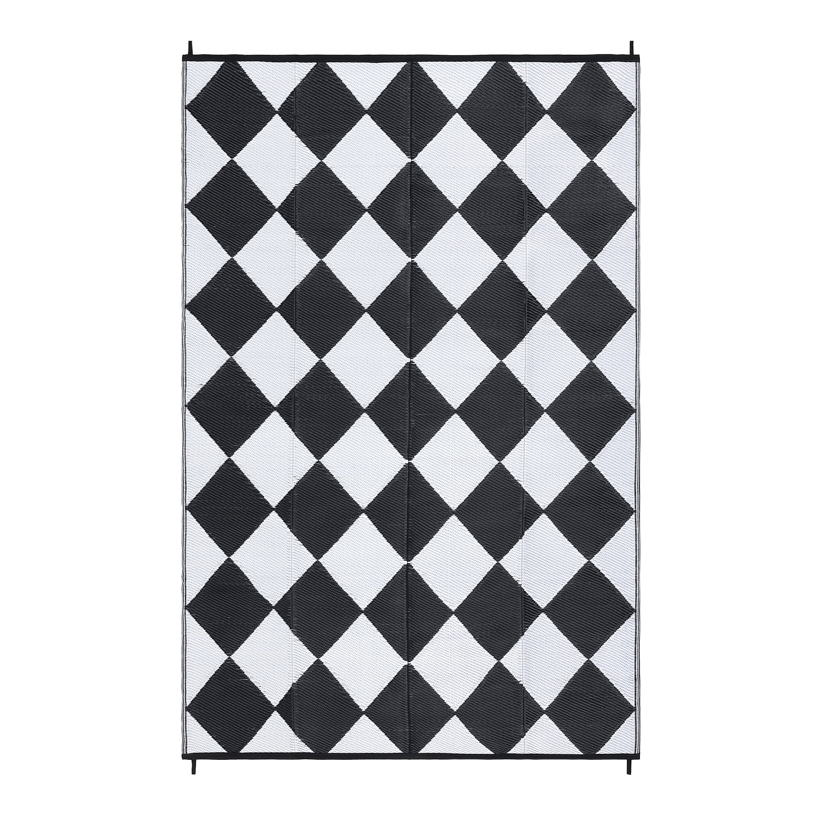 GlowSol 10x14 Outdoor Rug Waterproof Carpet Patio Rug Indoor Outdoor Area Rug Reversible Rug for Picnic Beach Deck-Outdoor, Black/White