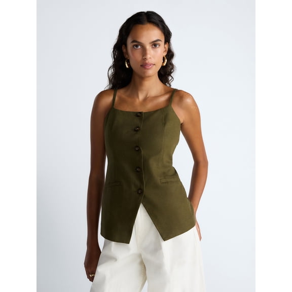 Scoop Women’s Linen Blend Vest, Sizes XS-XL