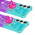 thumbnail image 3 of CCSmall Cute Case for Samsung Galaxy S24 FE (Not S24) with Kickstand for Women, Liquid Glitter Sparkle Bling Phone Case Gradient Floating Quicksand Cover for Samsung Galaxy S24 FE JB Bluish Violet, 3 of 7