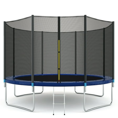 Costway 12FT Trampoline Combo Bounce Jump Safety Enclosure Net W/Spring Pad