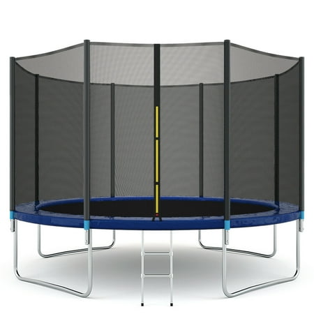 Costway 12FT Trampoline Combo Bounce Jump Safety Enclosure Net W/Spring Pad (12ft Trampoline And Enclosure Best Price)