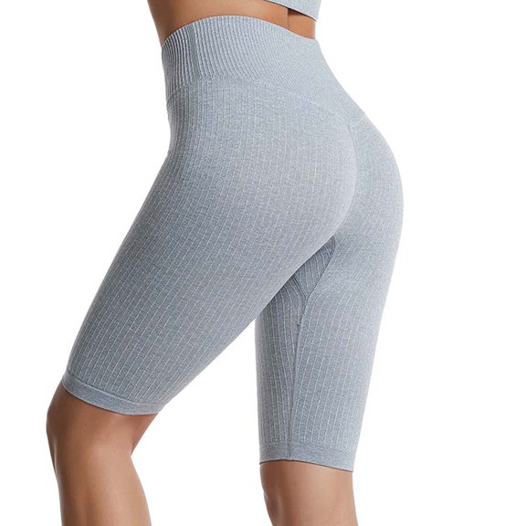 Abcnature Plus Size Shorts, Womens Athletic Shorts, Women Fashion Casual Solid Color High Waist Elastic Yoga Shorts, Comfy Beach Shorts, Yoga Pants, Cycling Sport Shorts Gray L