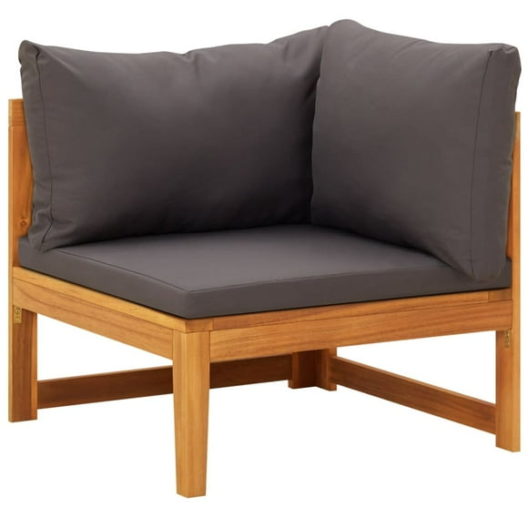 vidaXL Corner Sofa with Dark Grey Cushions Solid Acacia Wood
