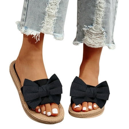 

ZTTD Women Flat Beach Slippers Slip On Fashion Slippers Flat Open Toe Summer Casual Fashion Sandals Beach Slippers Black