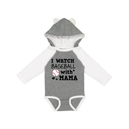 

Inktastic I Watch Baseball with My Mama Gift Baby Boy or Baby Girl Long Sleeve Bodysuit