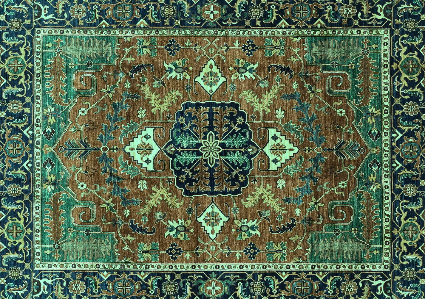 Ahgly Company Indoor Rectangle Persian Turquoise Blue Traditional Area