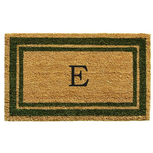 Calloway Mills 153042436E 24 x 36 in. Sage Green Border Monogram Rectangular Doormat, Natural - Letter E