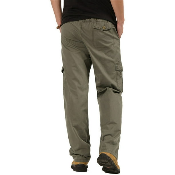 Mens full elastic waist cargo pants 2025