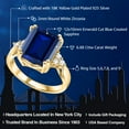 thumbnail image 2 of Gem Stone King 6.88 Ct Octagon Blue Created Sapphire 18K Yellow Gold Plated Silver Ring, 2 of 6