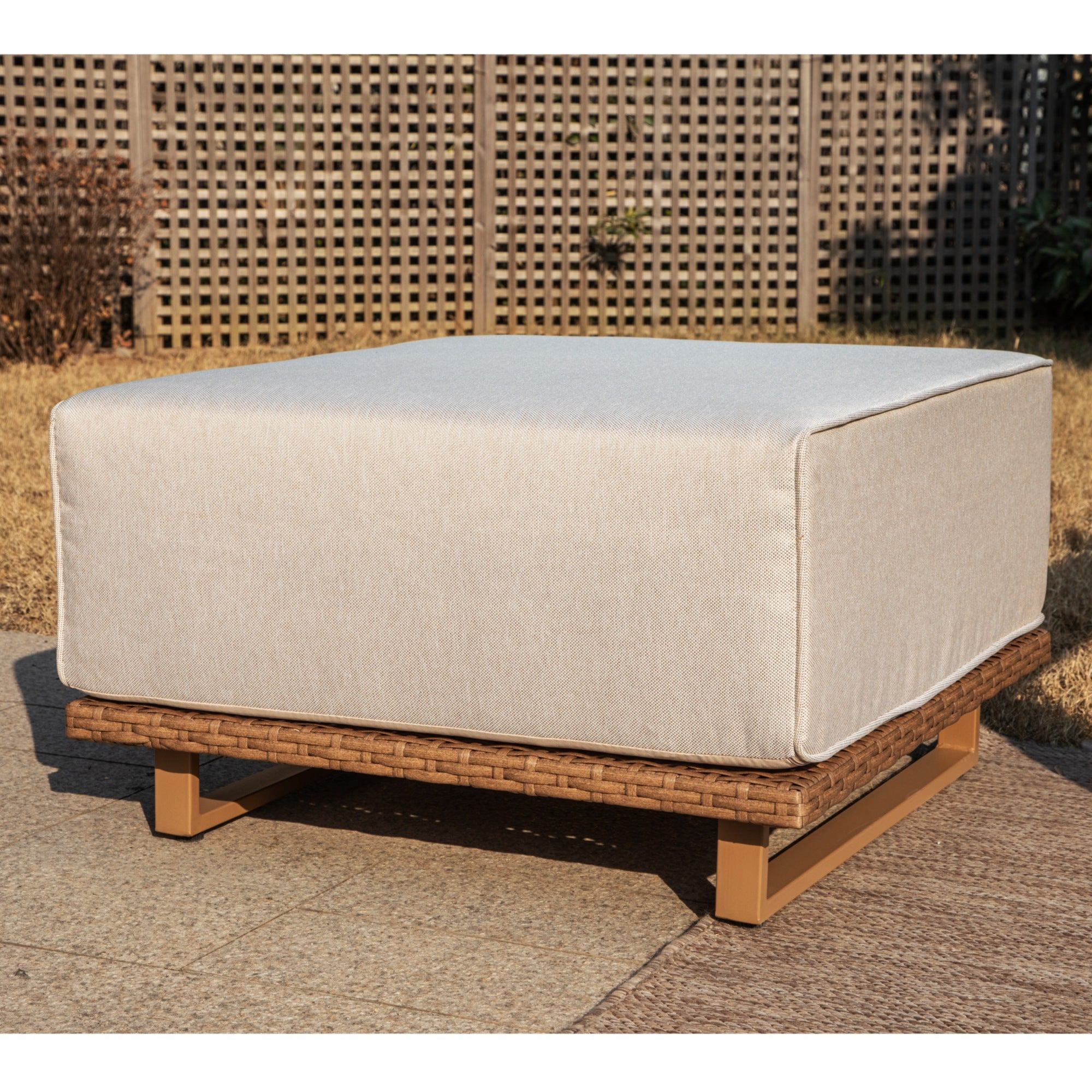 MF Studio 8-Piece Wicker Patio Furniture Set, L Shaped Outdoor Sectional Set with 2 Ottomans, Beige