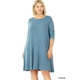 thumbnail image 4 of Zenana Women & Plus Long Sleeve Jersey Flared Swing T-Shirt Tunic Dress with Side Pockets, 4 of 5