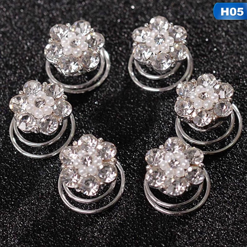Fancyleo 12 Pcs Set Bridal Wedding Silver Flower Clear Crystal