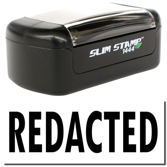 Slim Pre-Inked Redacted Stamp, Slim 1444, Ultra Slim Design, Impression Size 1/2" by 1-3/4", Up to 25,000 Impressions - Black Ink