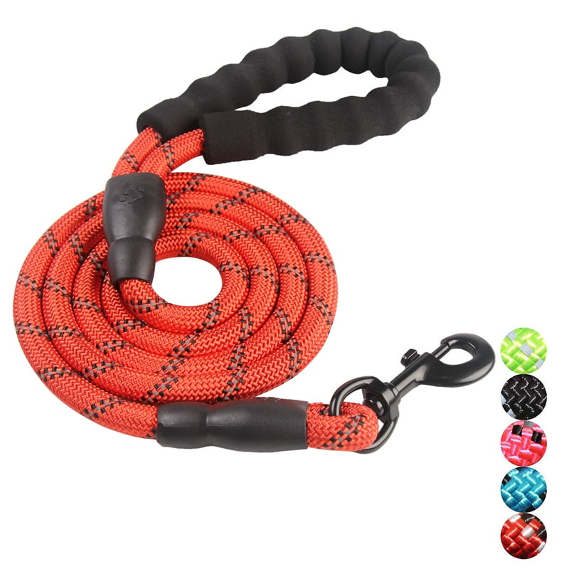 Dog Leash with Comfortable Padded Handle and Highly Reflective Threads