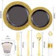 thumbnail image 3 of Juego de vajilla NOCCUR negro/dorado, 210 piezas con platos, tazas y servilletas, 3 of 5