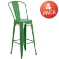 thumbnail image 3 of Flash Furniture Commercial Grade 4 Pack 30" High Green Metal Indoor-Outdoor Barstool with Removable Back, 3 of 14
