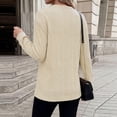 thumbnail image 5 of CQONEPT Women's Long Sleeve V Neck Tops Textured Knit Button Pullover Top Casual Loose Fit Fall Fshion Tunic Shirts Beige XL, 5 of 6