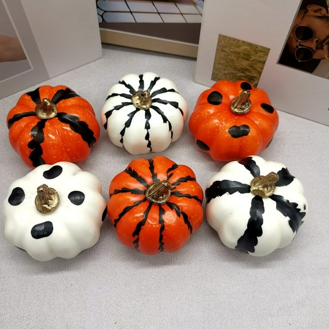 Fiudx Simulación de decoración de calabaza de Halloween 6 piezas