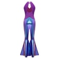 thumbnail image 4 of TiaoBug Sparkle Sequin Jumpsuit 70s Outfits for Girls Sleeveless Metallic Bell Bottom Romper Disco Dance Wear Blue 4, 4 of 8