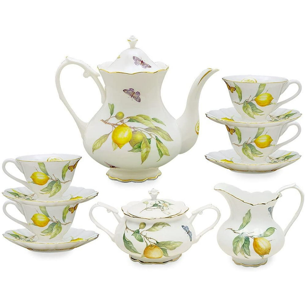 Grace's Tea Ware 11 Piece Porcelain Lemon Tea Set - Walmart.com - Walmart.com