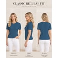 thumbnail image 2 of QUALFORT Women’s Short Sleeve Cable Knit Sweater, Crew Neck Lightweight Pullover, Blue Green, Size L, 2 of 7